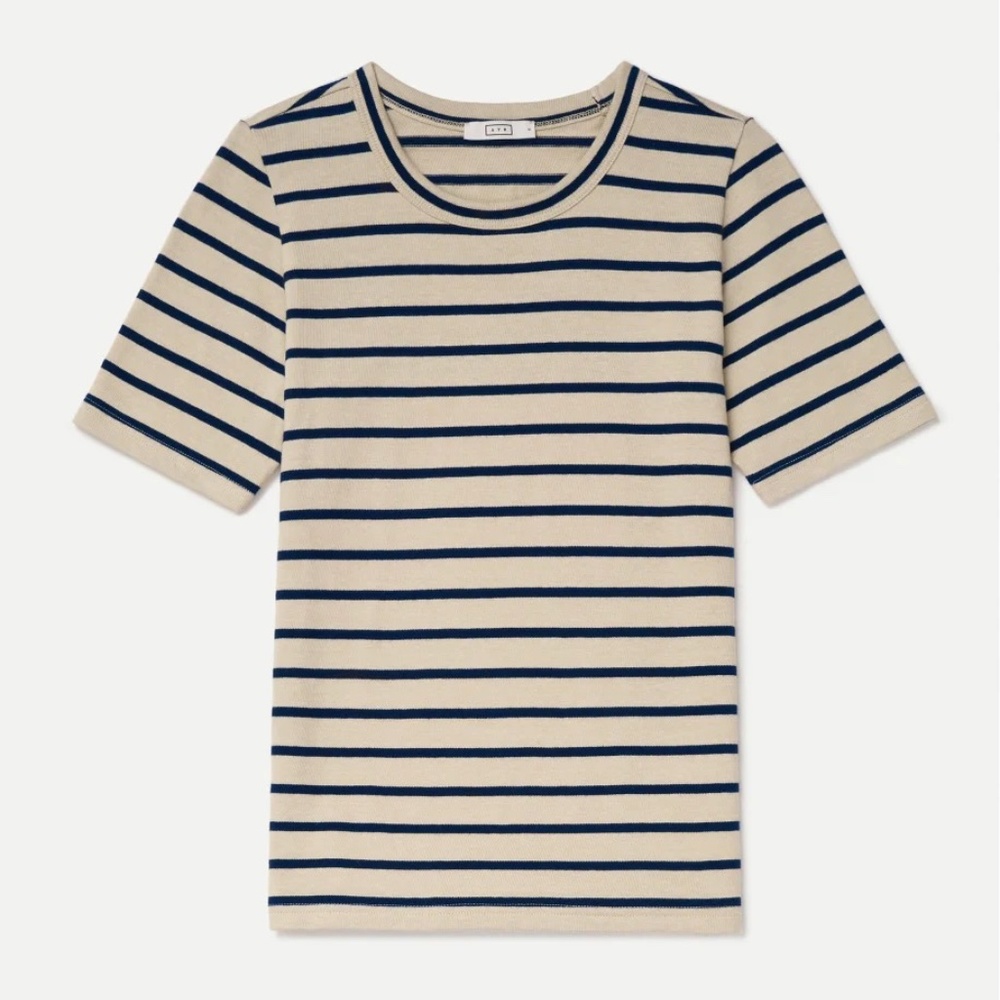 AYR Matinee Tee - Sandstone Stripe, size S